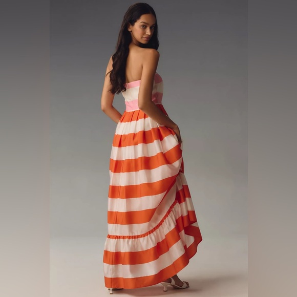 Mac Duggal Orange and White Strapless Sundress NWT - Picture 3 of 11